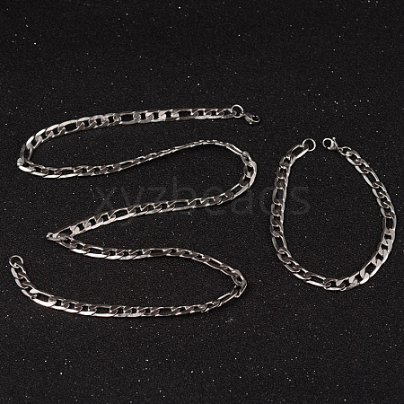 Tarnish Resistant 304 Stainless Steel Figaro Chains Necklaces and Bracelets Jewelry Sets SJEW-L430-07P-1