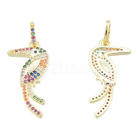 Brass Micro Pave Colorful Cubic Zirconia Pendants X-ZIRC-N039-259-1