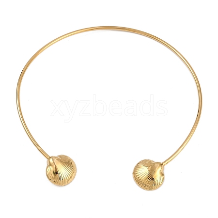 Summer Shell Shaped 304 Stainless Steel Cuff Choker Necklaces for Women NJEW-A033-01G-1