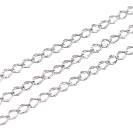 304 Stainless Steel Curb Chains CHS-L001-56-0.3mm-1