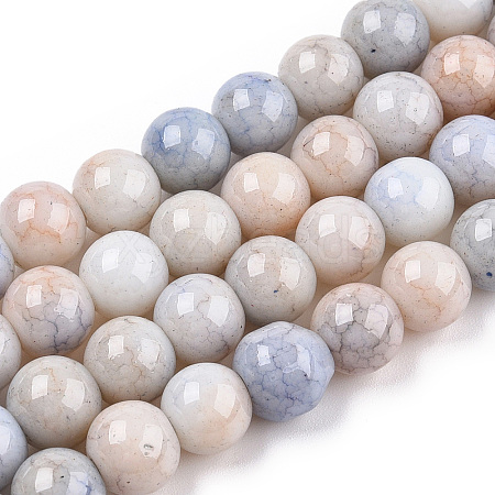 Opaque Crackle Glass Round Beads Strands X-GLAA-T031-01B-1