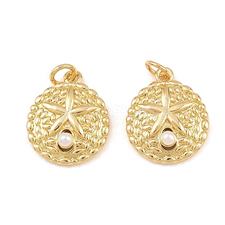 Brass with ABS Imitation Pearl Pendants KK-Z140-20G-1