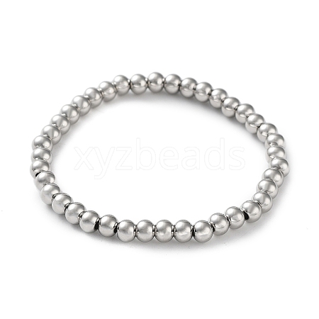 Non-Tarnish 316 Surgical Stainless Steel Round Beaded Stretch Bracelets BJEW-M305-01C-P-1