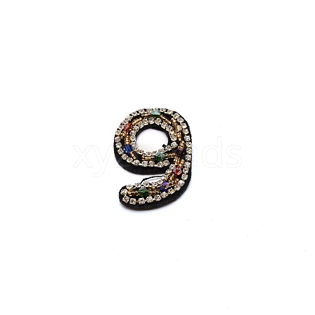 Number Colorful Rhinestone Patches DIY-WH0308-25I-1