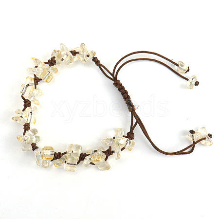 Synthetic Citrine Chips Braided Bead Bracelet PW-WG69423-08-1