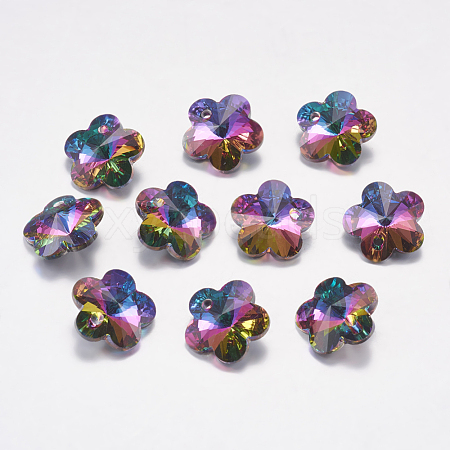 Faceted Glass Rhinestone Charms RGLA-F055-6x6-001VO-1