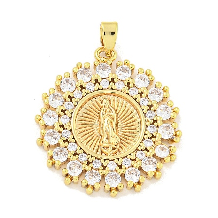 Rack Plating Brass Clear Cubic Zirconia Pendants KK-M291-13G-1