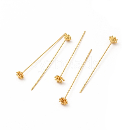 Brass Flower Head Pins X-KK-A178-09G-1