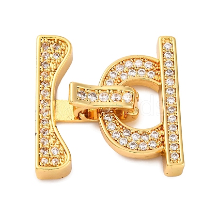 Brass Micro Pave Clear Cubic Zirconia Fold Over Clasps KK-P291-13G-1