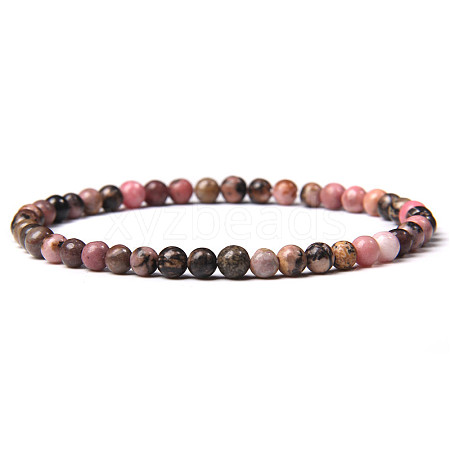 4mm Round Natural Rhodonite Beads Bracelet for Men LS-KG3069-15-1