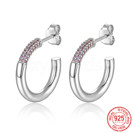 Anti-Tarnish Rhodium Plated 925 Sterling Silver Ring Stud Earrings JZ8068-1-1