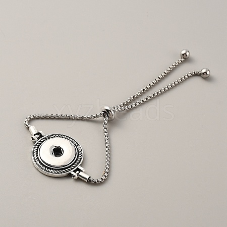 Alloy Interchangeable Snap Link Slider Bracelet Settings with Box Chains BJEW-WH0014-005E-1