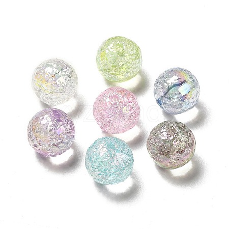 UV Plating Transparent Rainbow Iridescent Acrylic Beads PACR-M001-10-1