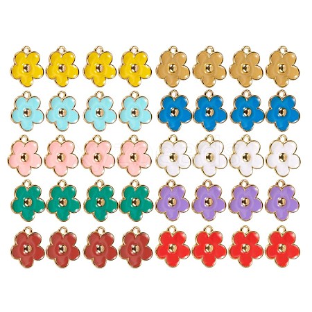 40 Pcs 10 Colors Light Gold Plated Alloy Enamel Charms ENAM-SZ0001-43LG-1