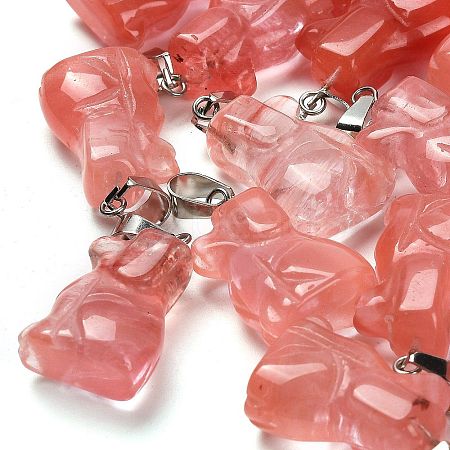 Cherry Quartz Glass Pendants G-B127-07P-11-1