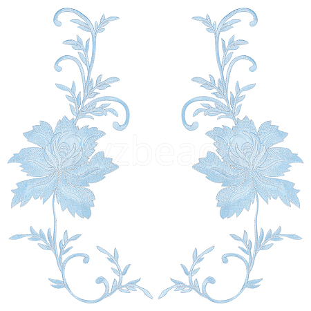 Peony Polyester Embroidery Ornament Accessories PATC-WH0008-04D-1