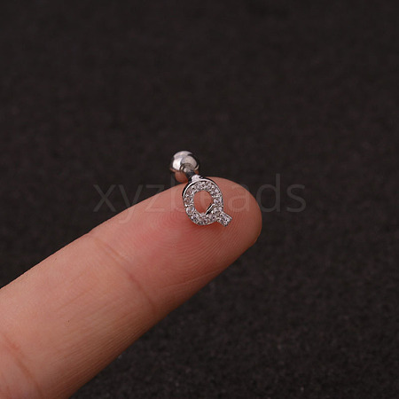 316L Surgical Stainless Steel Micro Pave Clear Cubic Zirconia Cartilage Earrings WG3A850-33-1