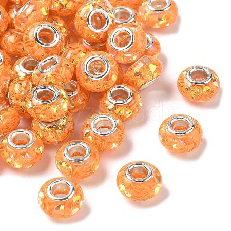 Transparent Resin Rondelle European Beads RESI-S023-21-1