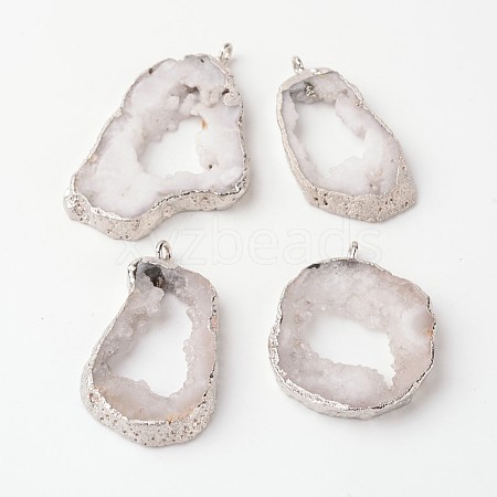 Natural Geode Agate Druzy Slice Pendants G-L461-04C-1