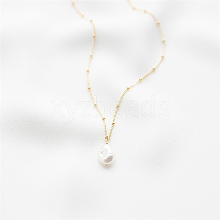 Minimalist Freshwater Pearl Necklace - Fashionable and Elegant 14K Gold-Plated Collarbone Chain for Women ST8233688-1