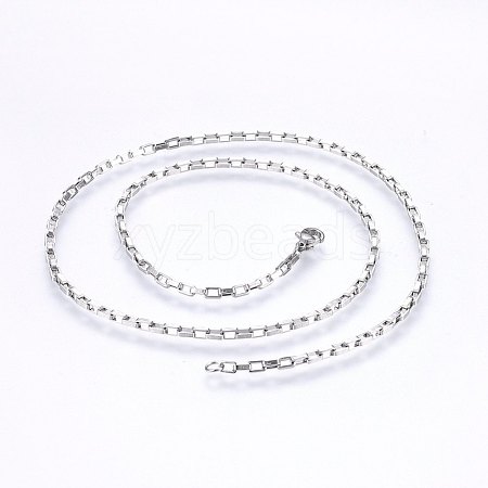 304 Stainless Steel Box Chain Necklaces NJEW-F226-07P-11-1