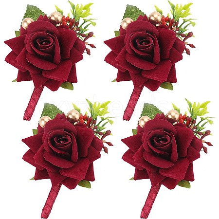 4Pcs Silk Brooch AJEW-CP0007-51-1