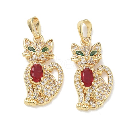Brass Micro Pave Clear Cubic Zirconia Pendants KK-T085-21B-G-1