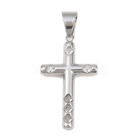 316 Surgical Stainless Steel & Clear Cubic Zirconia Pendants STAS-A137-03C-P-1