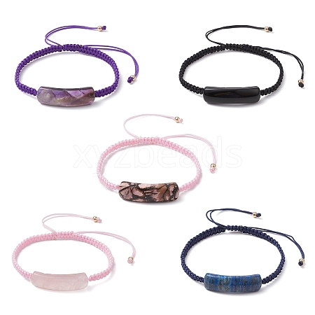 Adjustable Tube Natural Gemstone Braided Bracelets for Women BJEW-JB11006-1