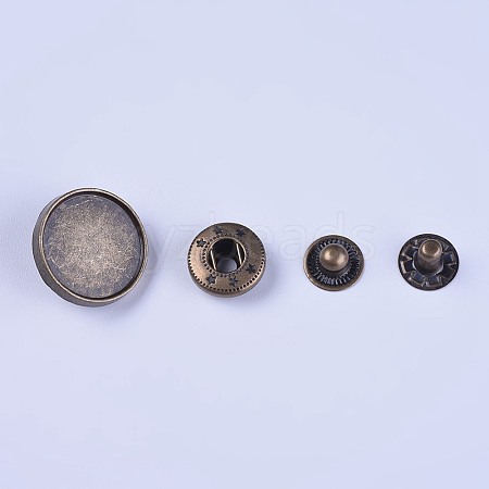 Alloy Snap Buttons Cabochon Settings BUTT-WH0011-02AB-1