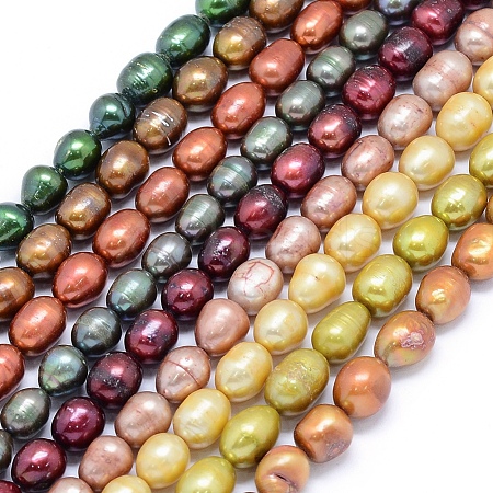 Dyed Natural Cultured Freshwater Pearl Beads Strands PEAR-L021-08-1