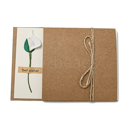 Dried Calla Lily Paper Thank You Greeting Cards AJEW-K043-01G-1