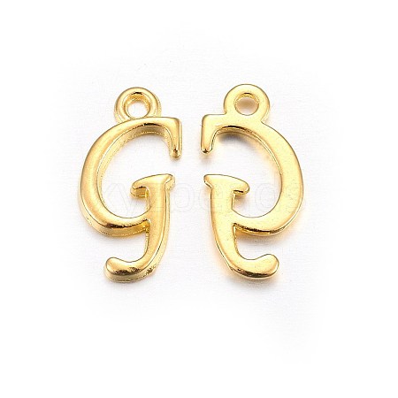 Golden Plated Alloy Letter Pendants PALLOY-J718-01G-G-1