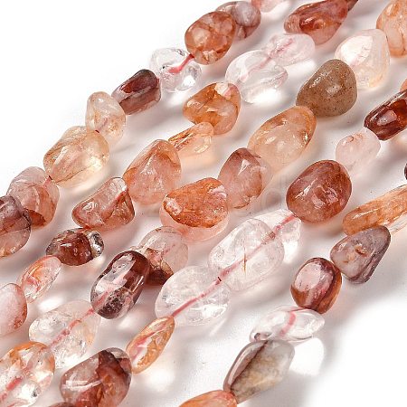 Natural Red Hematoid Quartz/Ferruginous Quartz Beads Strands G-P497-01E-54-1