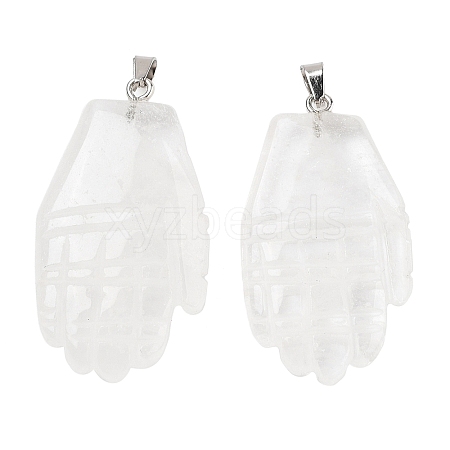 Natural Quartz Crystal Carved Pendants G-K369-01P-12-1