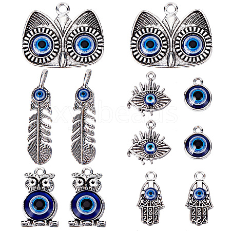 SUNNYCLUE 30Pcs 5 Styles Evil Eye Theme Alloy Enamel Pendants FIND-SC0003-85-1