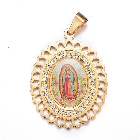 304 Stainless Steel Lady of Guadalupe Pendants STAS-G102-67G-1