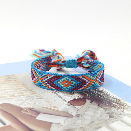 Polyester Braided Rhombus Pattern Cord Bracelet FIND-PW0013-004A-23-1