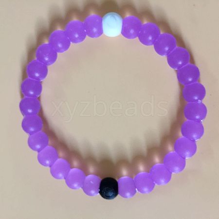 Yin-yang Style Silicone Round Beaded Bracelets for Women Men FS-WG639CC-15-1