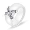 Cross Brass Micro Pave Clear Cubic Zirconia with Porcelain Finger Rings FS-WG0A171-05-1