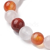 8mm Round Natural Red Jasper & Rose Quartz & Carnelian & Quartz Crystal Beaded Stretch Bracelets for Women BJEW-JB10625-04-4