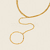 304 Stainless Steel Twisted Chain 2-Strand Hand Chain Ring Bracelets for Women MQ9629-1