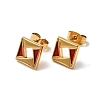 Ion Plating(IP) Rhombus 304 Stainless Steel Stud Enamel Earrings EJEW-A081-19G-2