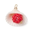 Clam Shell & Glass Seed Beaded Pendants PALLOY-MZ00526-2