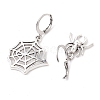 Halloween Spider Web & Spider Tibetan Style Alloy Dangle Earrings EJEW-JE05852-1-4