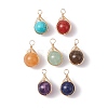 Natural & Synthetic Mixed Gemstone Copper Wire Wrapped Pendants PALLOY-JF02539-01-1