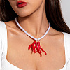 Ocean Resin Coral Shape Pendant Twisted Cotton Cord Necklaces FS-WG595AC-17-1
