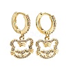 Tiger Chinese Zodiac Cubic Zirconia Dangle Huggie Hoop Earrings EJEW-E167-12G-1