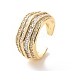 Cubic Zirconia Multi Lines Open Cuff Ring RJEW-P035-08G-05-1