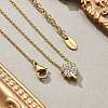 304 Stainless Steel Crystal Rhinestone Pendant Cable Chain Necklaces for Women NJEW-C062-01C-G-2